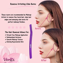 Vertex Womens Eyebrow Razor (6pc) Dermaplaning Brow Shaping Women Facial Hair Razors