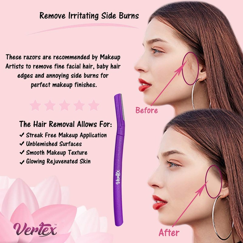 Vertex Womens Eyebrow Razor (6pc) Dermaplaning Brow Shaping Women Facial