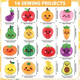 ZOIIWA Obst-Nähset für Kinder, Filz, DIY, Kunsthandwerk, Obst, Gemüse, Bastelset, Lebensmittelnähen, Filz, Plüsch, Ornament, Stickerei, Schlüsselanhänger, Geschenk für Mädchen, Jungen, Anfänger, ab 4