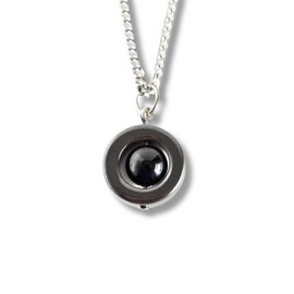 Little Gems Jewels Handmade Gemstone Fidget Spinner Necklace, Onyx & Stainless Steel, 18 Inches
