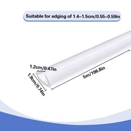 16.4 Ft Silicone Edge Trim, Clear U Channel Rubber Flexible Edge Protector for Shelf, Car Door, Cabinet, Sheet Metal, Suitable for 0.59'' (15 mm), Adhesive Free
