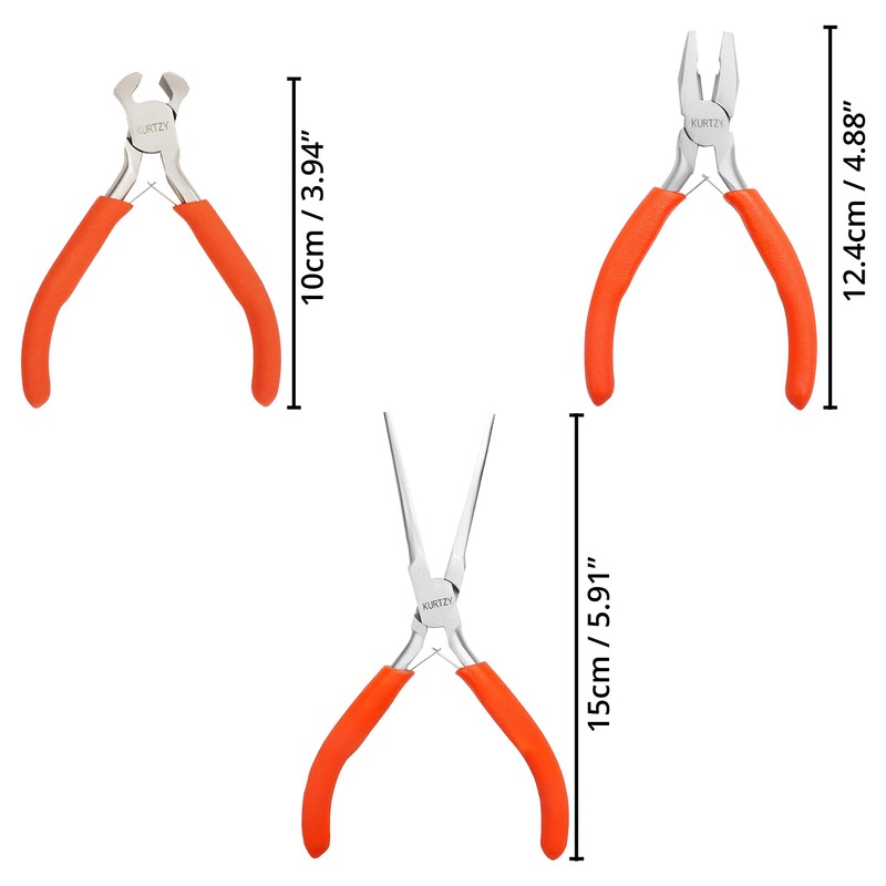 Kurtzy 3 Pack Mini Jewellery Plier Tool Kit Set with