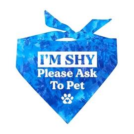I'm Shy Please Ask to Pet Dog Bandana (Royal Scrunch, OS590)