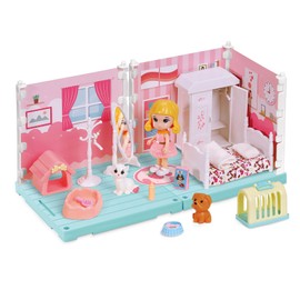 Nilez DIY Miniature Dollhouse Kit Furniture Set Mini Bedroom with Pets House for Adult Teen Creative 3D