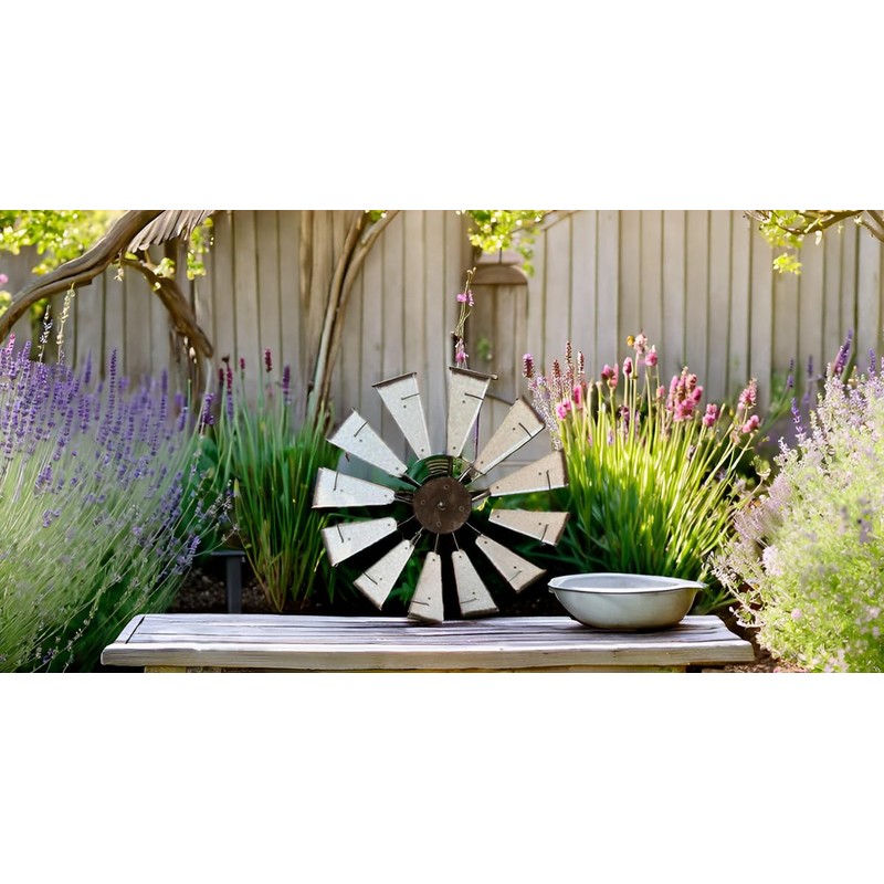 Nightclawing Rustic Metal Windmill Wall Decor, 36 x 36 inches,