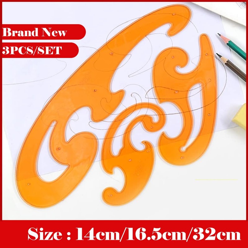3 Pcs French Curve Ruler Set, Clouds‑Shaped Technical Drawing Stencil