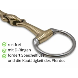 AMKA Olive Head Bit Double Jointed Solid Argentan Olive Head Bit Pony Thickness 12 mm Rings 50 mm