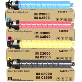 IMC3000 IMC3500 Toner Cartridge High Yield Replacement for Ricoh 842251 842252 842253 842254 use for Ricoh Lanier Savin IM C3000 IM C3500 Printer Ink Black Cyan Magenta Yellow