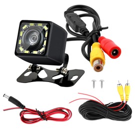 Car Backup Camera with 12 LED Night Vision IP67 Waterproof HD Rear View Camera, 170° Wide Angle Starlight Camera for Vans Suitable for Cars Trucks Vans SUV RVs Caravans