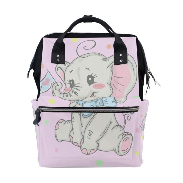 Bardic Lovely Baby Elephant Diaper Bag Backpack Multi-Function Organizer Large Capacity Waterproof Durable Nappy Bags for Mom Dad Women Men