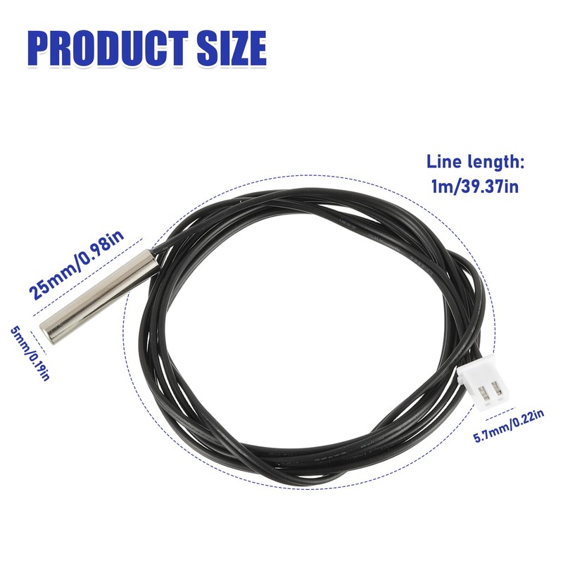 BOJACK 10K Temperature Sensor Probe, 1m Stainless Steel 3950 Temp