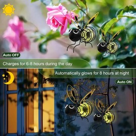Solar Bees Lights Outdoor, Hanging Bee Solar Garden Light,2025 New Solars Bees Simulation Lights, Waterproof Bumble Bees Solars Light for Party Festivals Garden Decor Birthday Gifts (Pink 2pcs)
