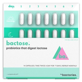 BACTOSE Probiotic Lactose Pills For Long Term Relief - Enjoy Dairy Again - Lactose Intolerance Supplement - Produce Lactase Enzymes in The Gut - Naturally Break Down Lactose (Take for 7 Days - Repeat Monthly)