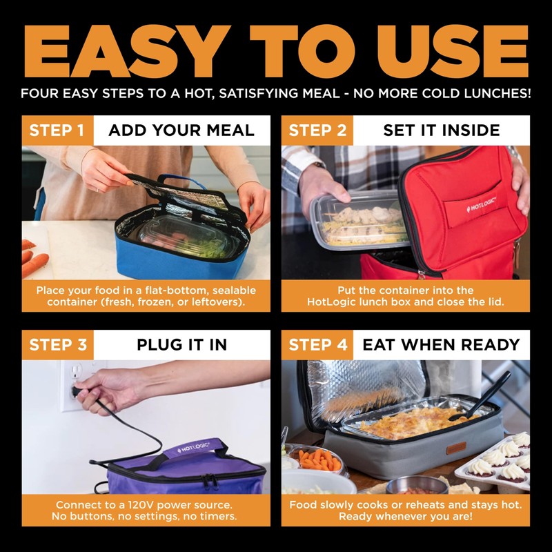 HOTLOGIC Mini Heated Lunch Box - Portable Electric Food Warmer