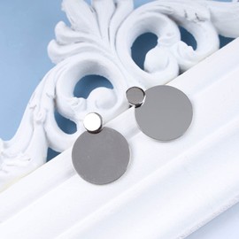 Inateannal Boho Disc Coin Stud Earrings Silver Circle Disc Drop Earrings Circle Coin Earring Vintage Geometric Circle Earrings Jewelry for Women and Girls