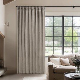 90 Inch Pinch Pleated Curtains for Living Room Thick Linen Textured Drapes 90 Inches Long Pinch Pleat Drapes Burlywood Birch Farmhouse Semi Sheer Privacy Curtain for Dining Room Bedroom 1 Panel 50x90