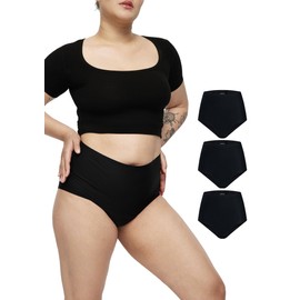 LEAKPROOF2.0 High Waist Period Underwear for Women | Period Panties Women Heavy Flow | Postpartum Underwear | Mild Incontinence Underwear | Ultimate Absorbency Holds 6 Tampons (XXS/XS, 3-Black)