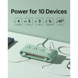 KWRNVO Power Strip with USB Ports 35W, 4 AC Outlets Surge Protector 2500J, 6 Ports PD USB Charger Station, 4.9ft Extension Cord for Home/Office/Travelling Essentials