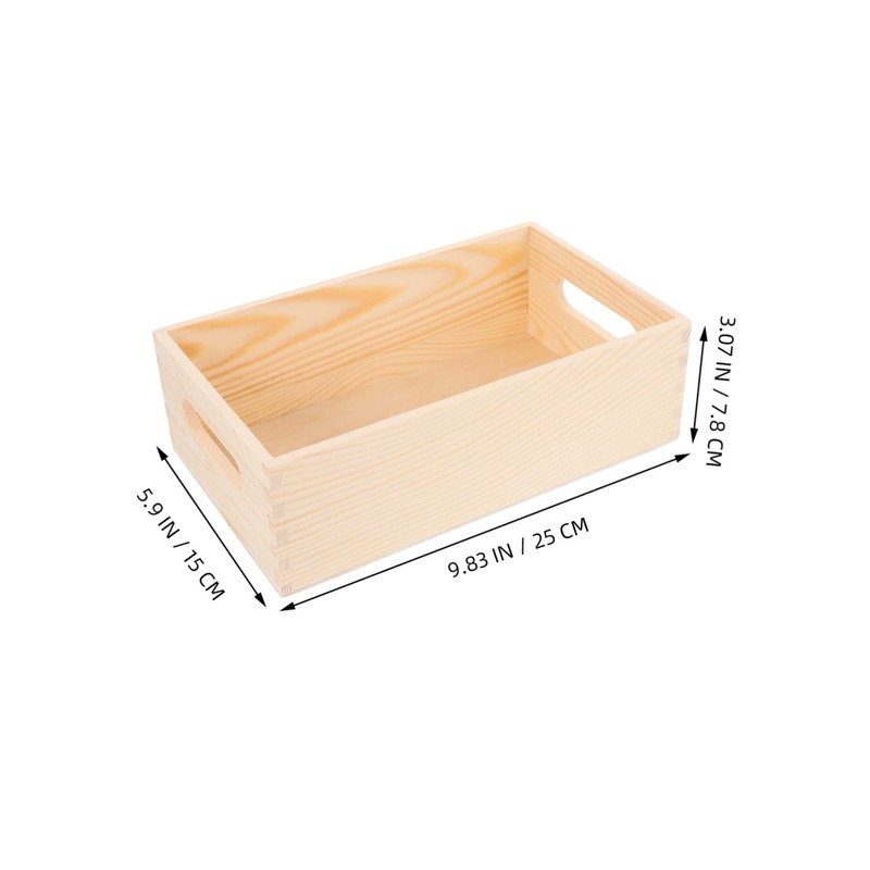 TEHAUX Box Solid Wood Storage Box with Handles Small Tool