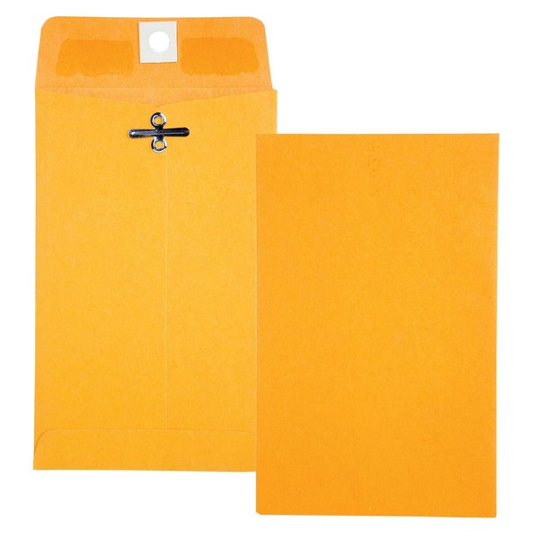 Quality Park 4 x 6-3/8 Clasp Envelopes, Clasp and Gummed Closures for Storing or Mailing, 28 lb Kraft, 100 per Box (QUA37815)