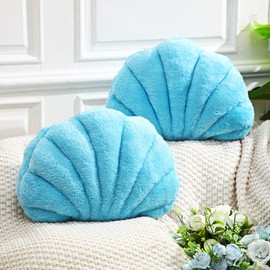 Wenqik 2 Pieces 13 inches Seashell Pillow Soft Seashell Shaped Pillow Seashell Decorative Pillow for Bedroom Living Room(Blue)