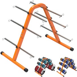 SELEWARE Portable Wire Spool Caddy – Heavy-Duty Steel Cable Dispenser with 6 Adjustable Rods for Effortless Spool Storage & Dispensing (Orange)