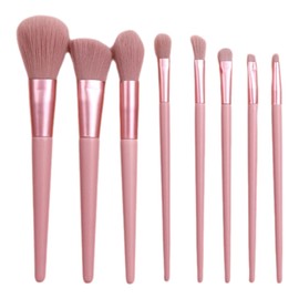 Lucky Interests Makeup Brushes Set, 8Pcs Portable Makeup Brush Kit Premium Synthetic Foundation Powder Blush Concealer Blending Eyeshadow Lip Eyebrow Travel Make Up Brushes Cosmetics Brush, Pink