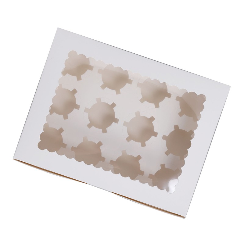 6PCS Set Cupcake Container 12 Holes Cardbord Bakery Pastry Carrier