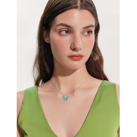 YYB Butterfly Necklace for Women Sterling Silver Turquoise Jewelry Gift Anniversary Birthday Gifts for Her Girlfriend Wife Mom