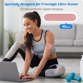 Pack of 40 Freestyle Libre 3 Plasters, Waterproof, Breathable, Plasters for Freestyle Libre 1, 2 & 3, Skin-Friendly Plasters for Swimming & Bath, Pink YOUSHARES