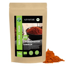 Organic Cayenne Pepper Powder (500g, 1.1lb), Organic Cayenne Pepper Ground from Controlled Organic Cultivation, Cayenne Chili Pepper 100% Natural, Without additives