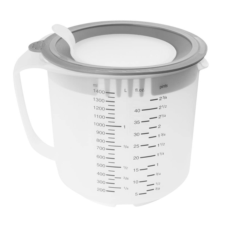 Dr. Oetker 1802 measuring cup with lid, gray, transparent, 1.4