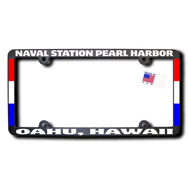 James E. Reid Design Naval Station Pearl Harbor - OAHU, Hawaii License Frame w/Reflective Text & Ribbons