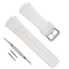 MyTime Natural Poly Urethane Replacement Watch Band Strap for Casio Mens G-Shock DW-5900 DW-6100 DW-6695 DW-6900 G-6900 GW-M5610 DW-5600E GW-6900 (J1-Semi Transparent White)