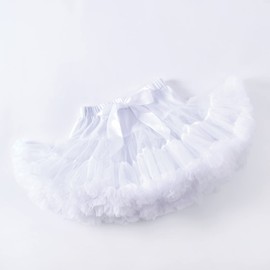 Tutu.kk - Falda tutú para niña, princesa mullida, suave de tul para ballet y fiesta de cumpleaños, Blanco, 6-8 Años