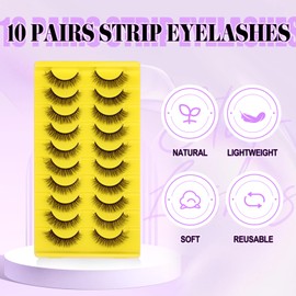 10 Pairs Cat Eye DIY Eyelash Clusters Volume Wispy 10 Pairs Strip Lash Multipack Full Individual Cluster Lashes (10 Pairs-JN17)