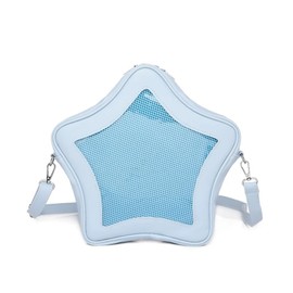 Homvik Star Ita Bag Stars Pins Bag Cute Aesthetic Y2K Crossbody Bag Ita Insert Display Handbag PU Leather Daily Use, blue, M