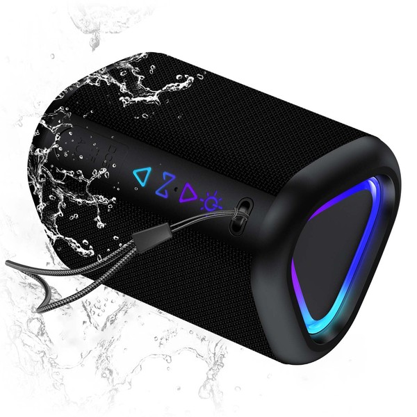 aowoka Portable Wireless Bluetooth Speakers with Led Light, PX7 Waterproof,