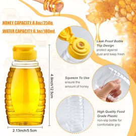 Aemygo 32 Pcs Clear Plastic Honey Bottles Bulk, 8.8 oz Squeeze Honey Jar with Flip Lid Empty Refillable Honey Container Leakproof Honey Squeeze Bottle for Storing and Dispensing