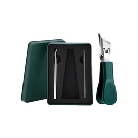 GEDEUBAN Eagle Beak Angled Nail Clippers 3-Piece Set, Green Eagle Beak Anti-Splash Slanted Nail Clipper, Corta Uñas para Uñas Enterradas