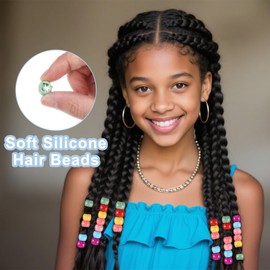 Nogeqi Pack of 200 Colourful Hair Beads for Clips, Plastic Hair Beads Girls, Mini Hair Accessories, Hair Clip, Small Mini Hair Clips for Ponytail Braid, Children