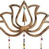 Deco 79 Eclectic Mango Wood Lotus Windchime with Bells, 15"L