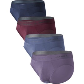 DAVID ARCHY Men's Briefs Micro Modal Underwear Comfortable Soft Dual Pouch Briefs for Men 4 Pack（XL,Grayish blue/Dark blue/Deep grape purple/Grayish purple）