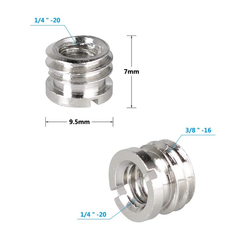 CAMVATE 1/4"-20 Female to 3/8"-16 Male Micro Screw Adapter (5