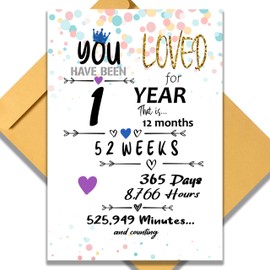1st Birthday Card for Him Her Funny 13x9 In Large Greeting Card Home Party Decorations Supplies for Women & Men 1st Vintage Table Decor Birthday Jumbo Gifts 1 Years Loved Card & Mailing Envelope