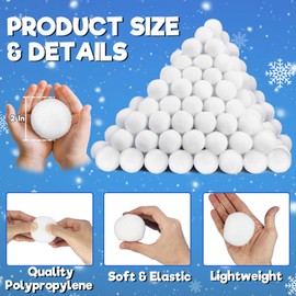120 PCS Christmas Fake Snow Balls, 2 Inch Soft Snowball White Artificial Snow Toys Balls Bulk for Fights Indoor Outdoor Multiplayer Winter Throwing Game Xmas Decorations Party Present