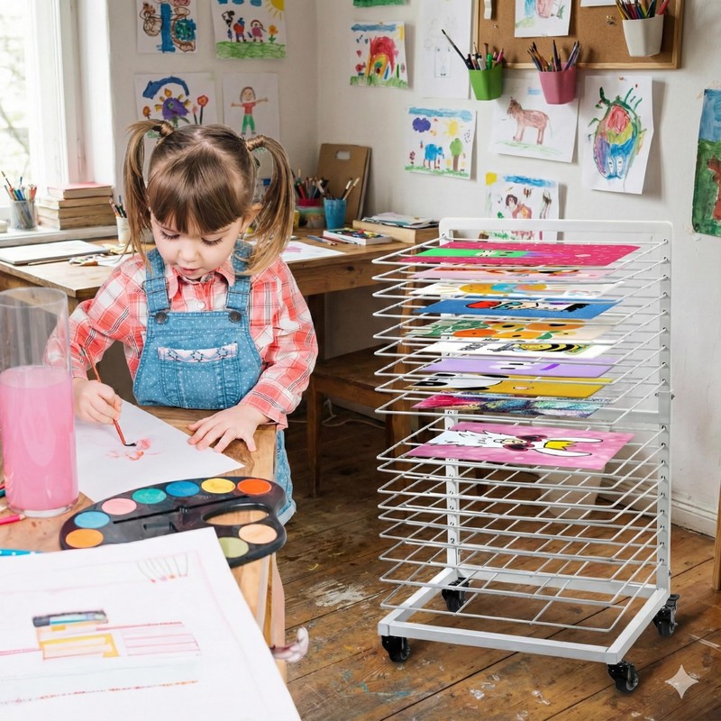 OFFICEROO Art Drying Rack for Classroom (White)