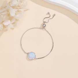 Opal Bracelet for Women 925 Sterling Silver Opal Butterfly Bracelet Dainty Simple Gemstone Link Bracelet Anniversary Birthday Gifts Jewelry for Her