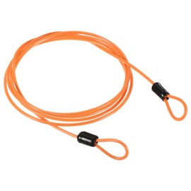 PATIKIL Security Steel Cable 2.5mm x 1.5m/4.92ft Coated Luggage Lock Wire Rope with Double Loop Orange