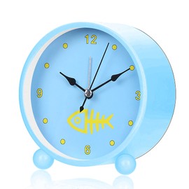 Blue Alarm Clock, Analogue Alarm Clock, Children, Boys, Alarm Clock without Ticking with Warm Light, Fashionable Bedside Alarm Clock with Loud Alarm, Analogue Alarm Clock with Night Light